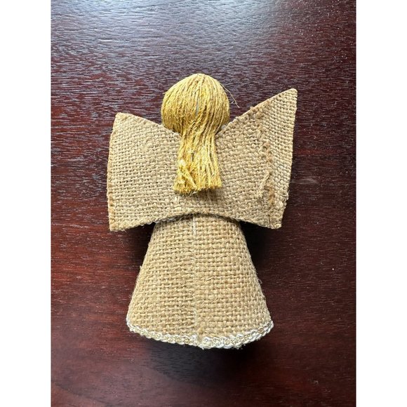 Vintage Christmas Angel Vintage Jute Tree Topper Angel Cardboard Cone Burlap Pri - Picture 2 of 3